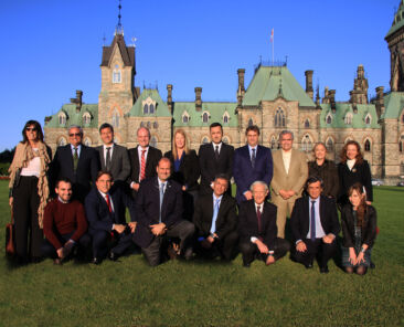 Argentinian legislators posing for in front of Canadian Parliament