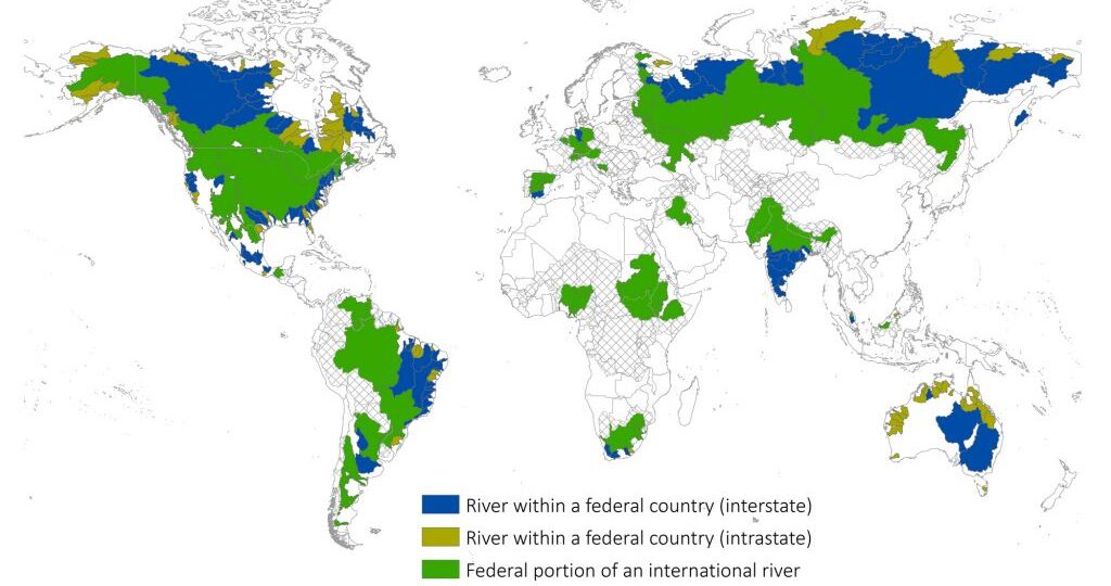 Map of rivers in federal countries